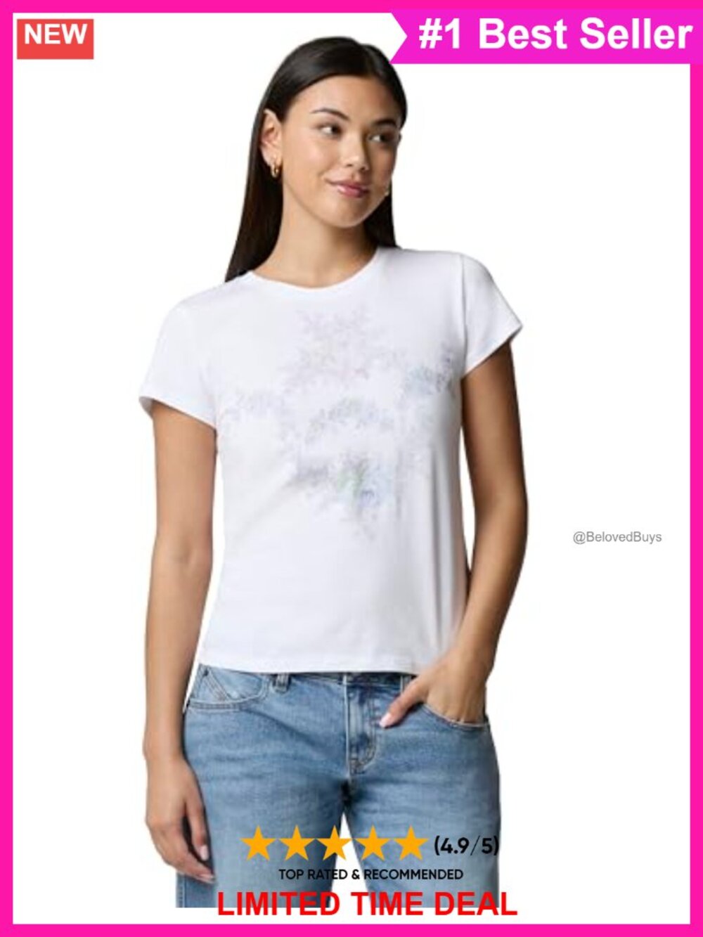 Floral Graphic Tee Relaxed Fit Cap Sleeve Crew Neck T-Shirt